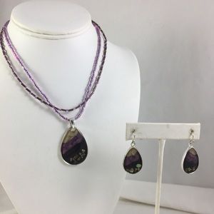 Kenneth Cole Beaded Pendant Necklace & Earrings